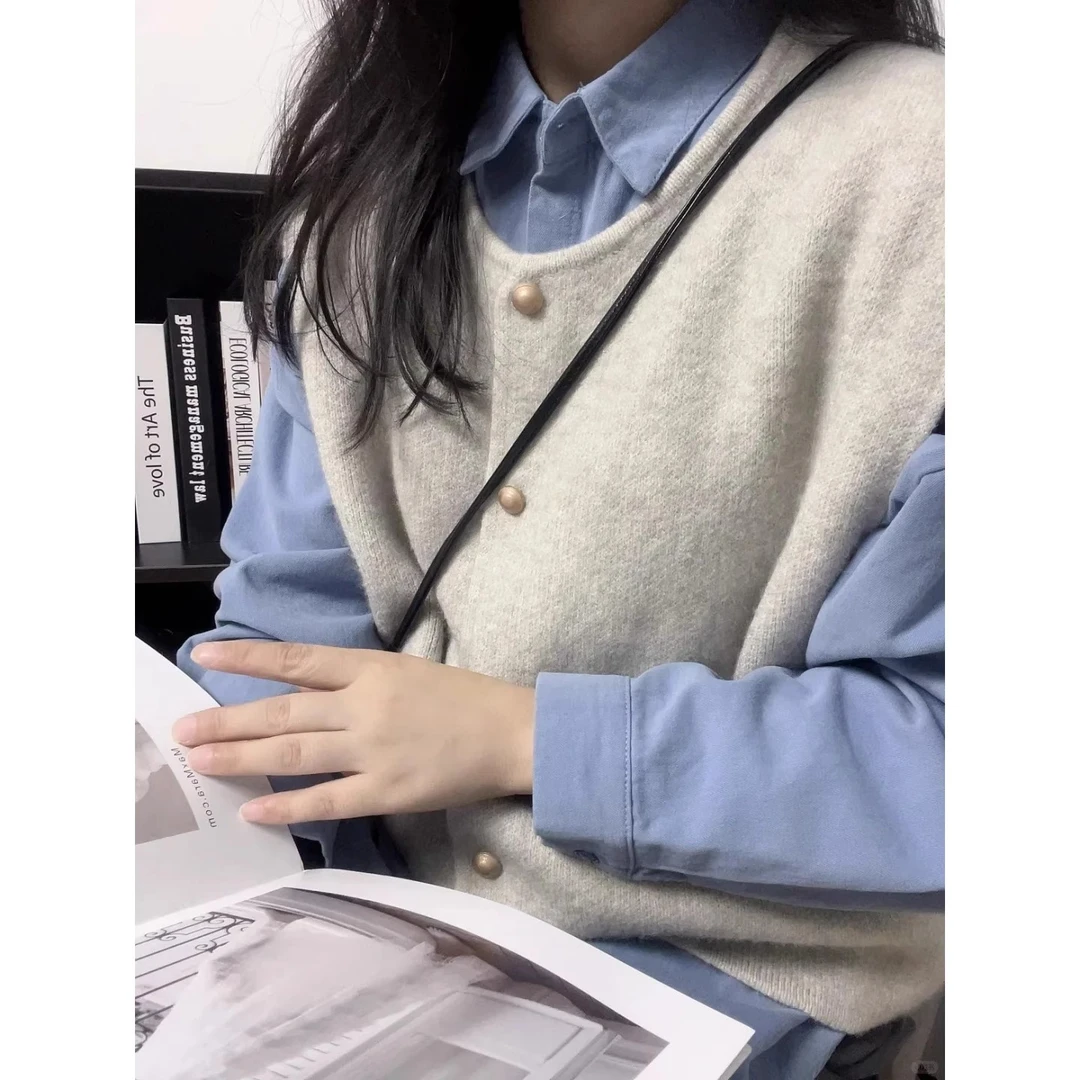 时尚高级感针织马夹背心冬季百搭万能叠穿小马甲女款外穿通勤上衣