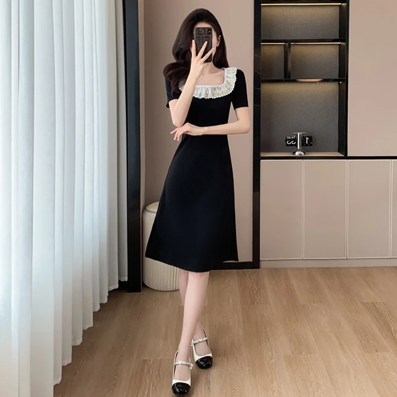 轻奢小众高级感女装夏季黑色连衣裙高端气质名媛包臀法式小黑裙