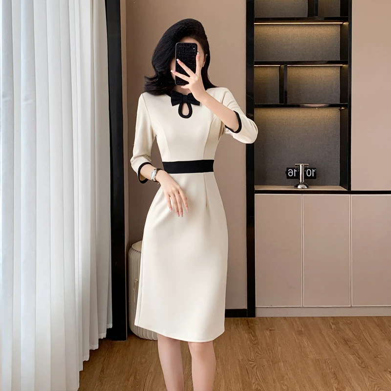 2025早秋新款高档通勤女装连衣裙气质高级感修身显瘦职业裙子