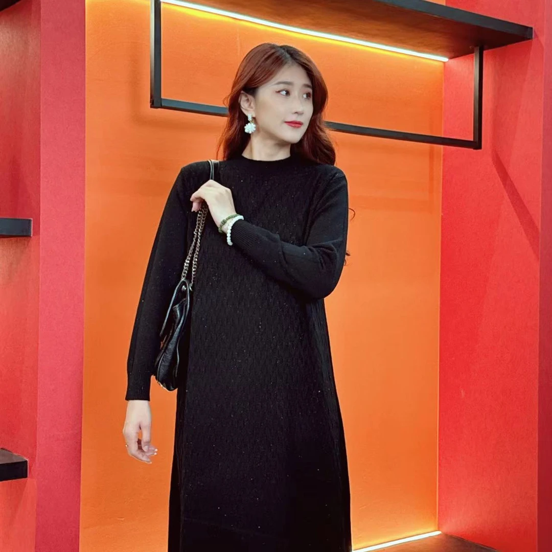 2505多金大码气质减龄长款A字裙子秋冬季女装设计感连衣裙女