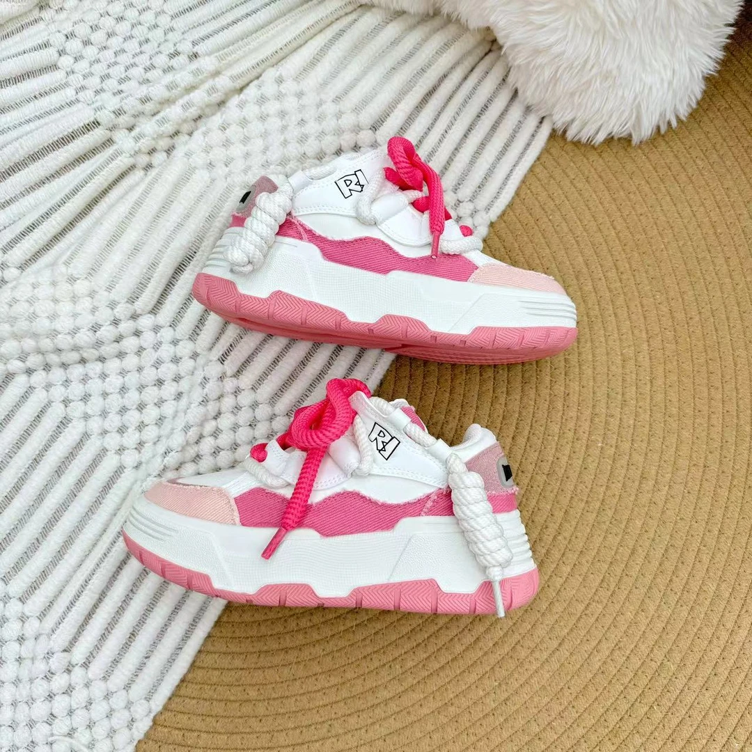 XY-A106粉色休闲韩版百搭厚底板鞋女潮流复古小白鞋学生运动鞋