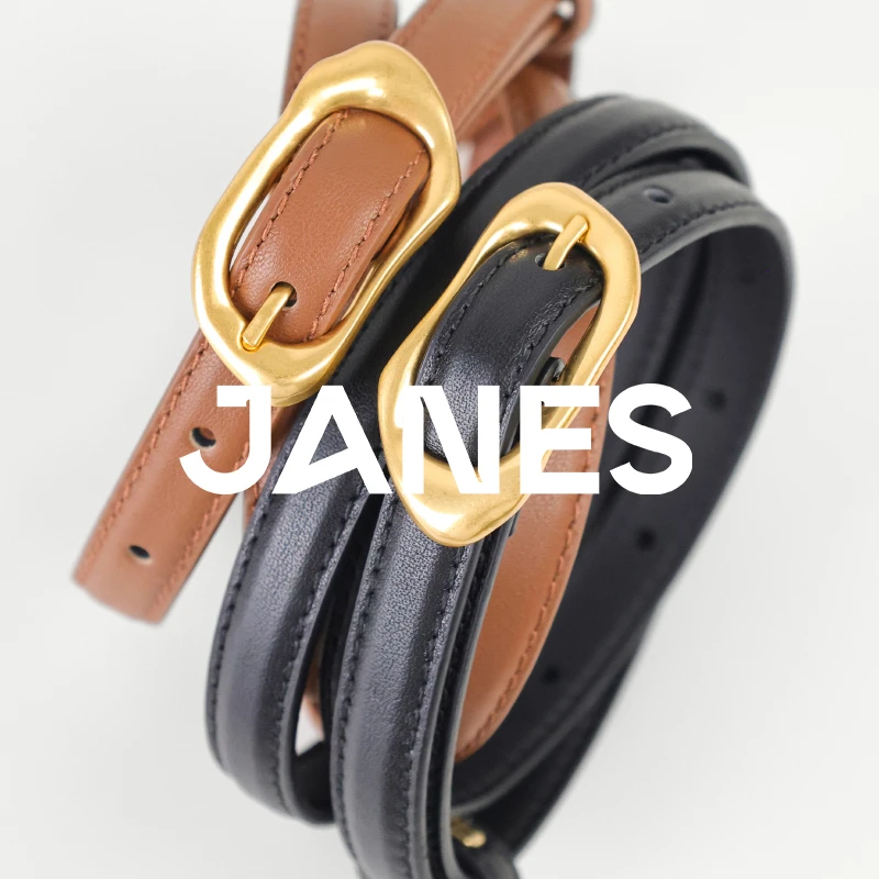 简约头层牛皮小众设计金扣女士真皮细腰带装饰牛仔裤西裤牛皮皮带