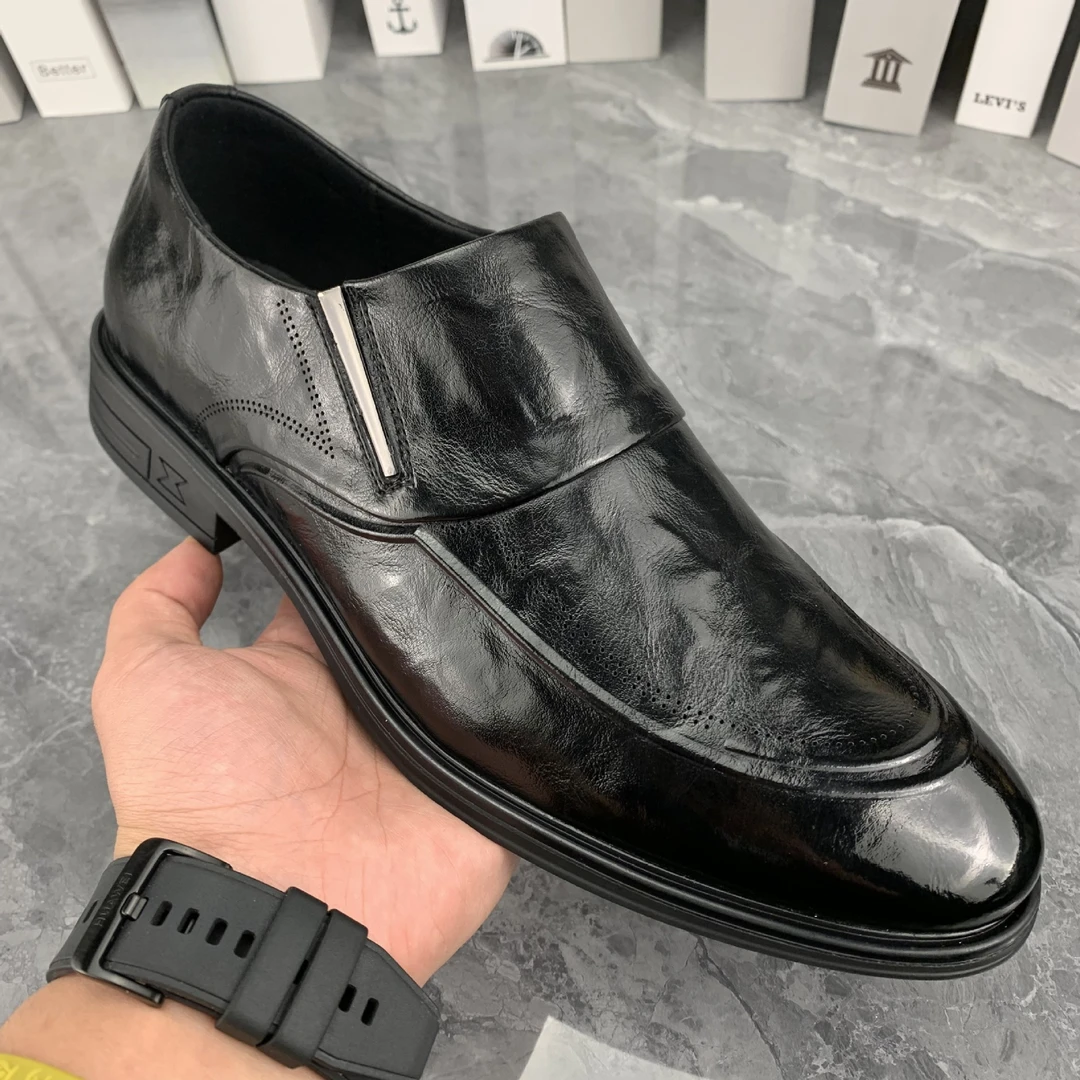 【高品质】TB8865牛皮休闲软底一脚蹬皮鞋正装百搭商务真皮男鞋休