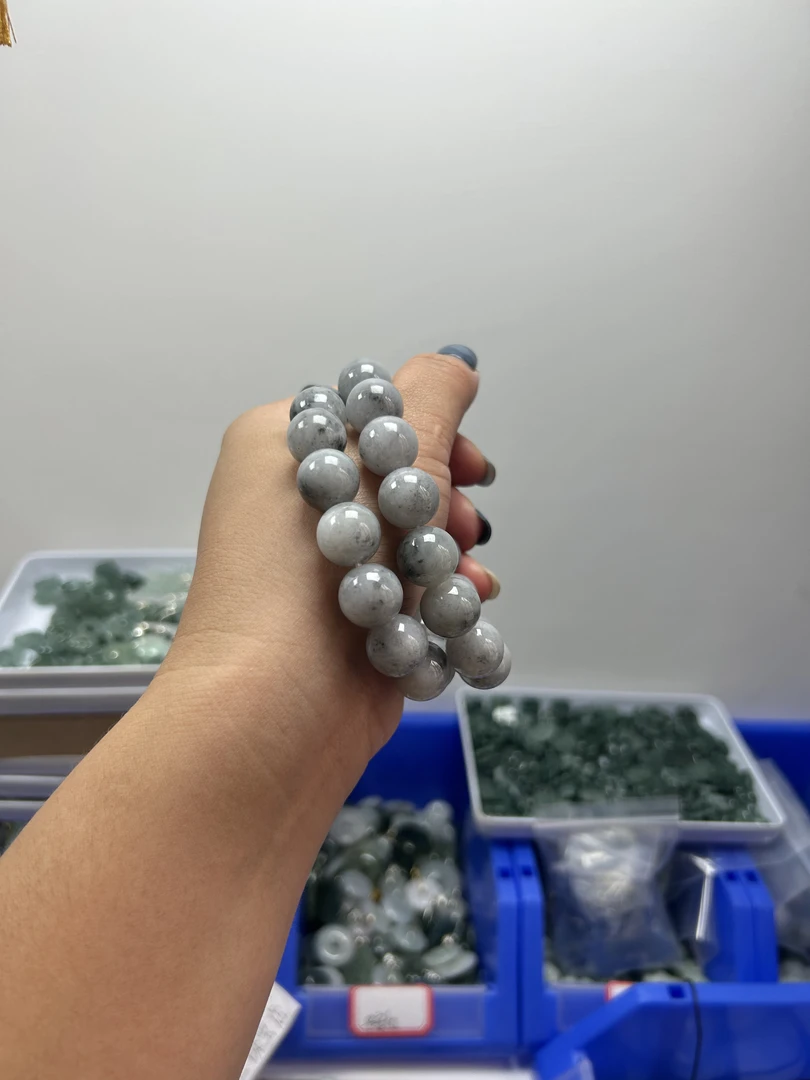 天然翡翠A货大珠子乌鸡手串