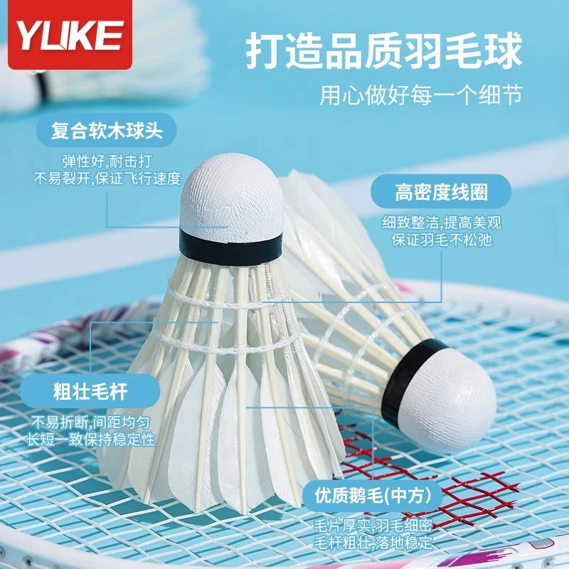 羽毛球飞行稳定耐打不烂轻盈优质鹅毛防风室外训练比赛夜光荧光球