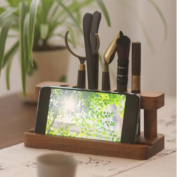 胡桃木六君子收纳架（含五件套） 20*8*8.5 (HP146)