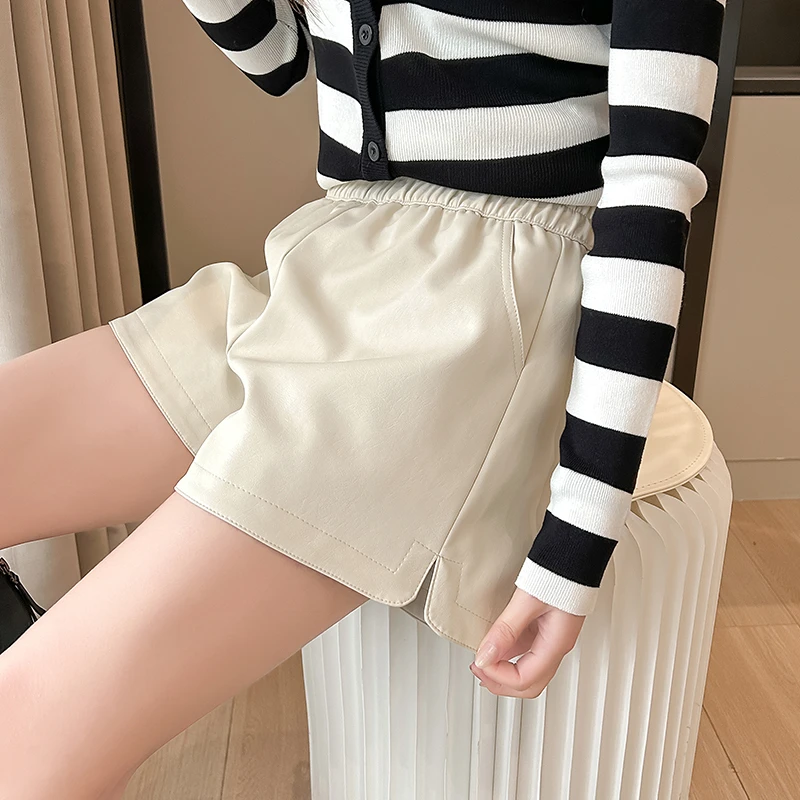 时尚百搭阔腿皮裤显瘦A字高腰休闲裤秋冬网红靴裤防走光宽松宽松