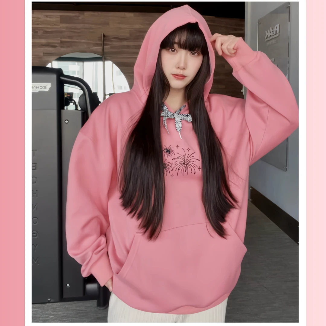 BXLT必须撸铁原创温感变色烟花连帽运动春秋宽松休闲情侣百搭卫衣