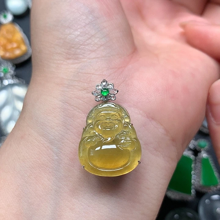 翡翠颈饰18K金镶嵌财财