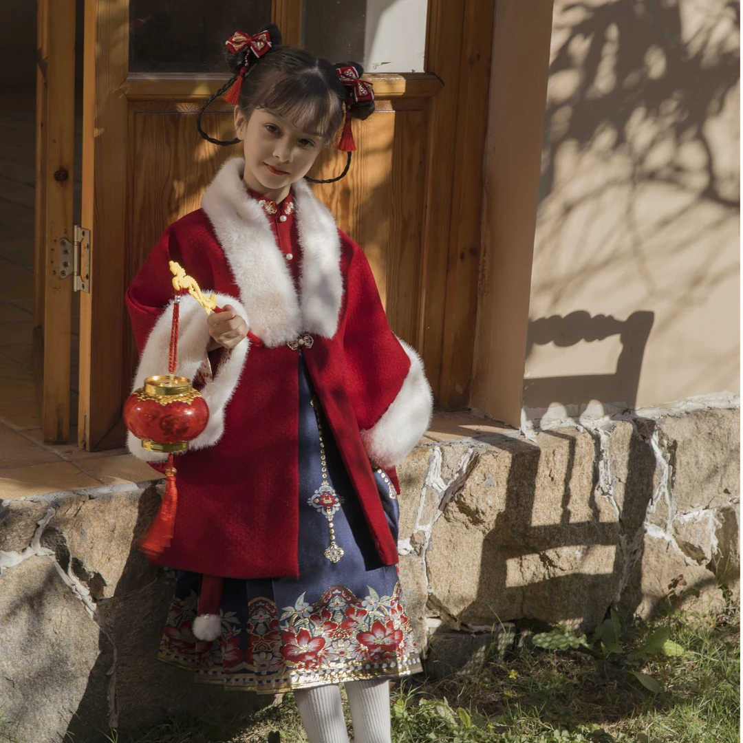 倾国倾城马面裙套装冬季新款23女童儿童洋气古风裙子古装仙气国风