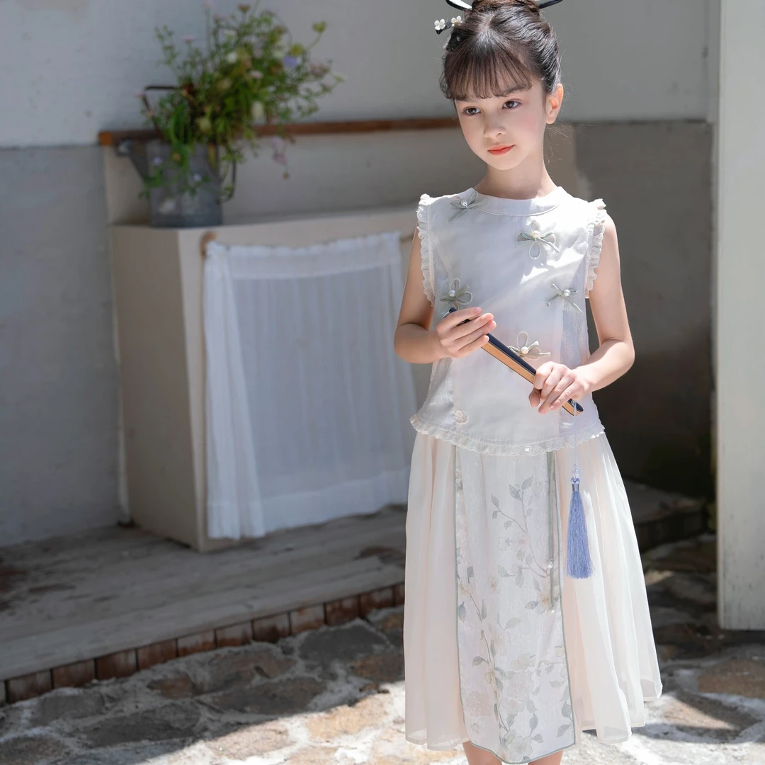 清欢套装两件套夏季新款2024女童儿童洋气古风裙子古装仙气国风