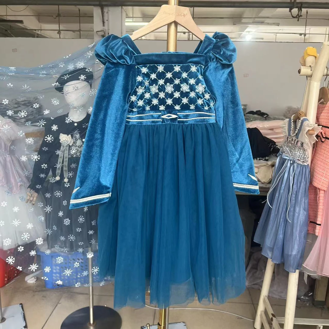 丝绒爱莎公主裙2023秋季新款礼服裙小女孩公主裙洋气宝宝