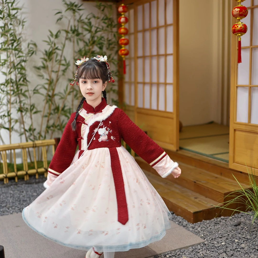 兔子年服加绒连衣裙秋冬季新款秋冬天2024可爱甜美女宝宝