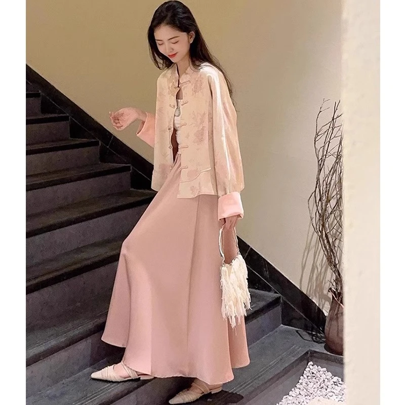 新中式女装中国风高级感佛系禅意老钱风穿搭套装裙早秋季2024新款