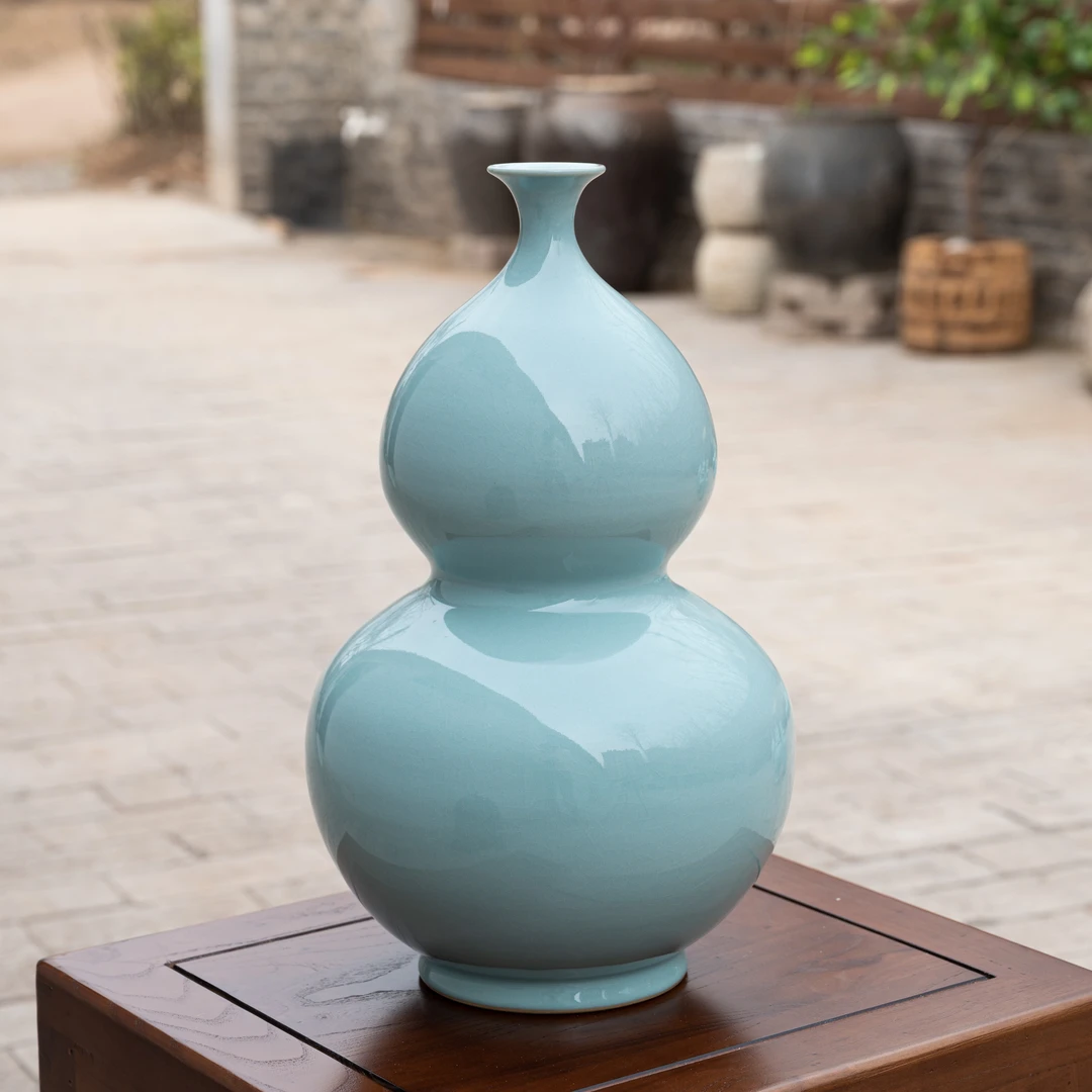 天青色福禄瓶赵运圈纯手工陶瓷艺术汝窑汝瓷花瓶摆件河南汝州发货