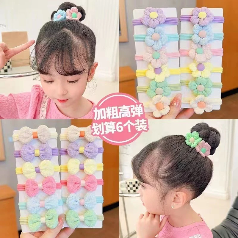 女童头绳蝴蝶结太阳花高弹力发圈秋冬发饰女孩彩色宝宝可爱不伤发