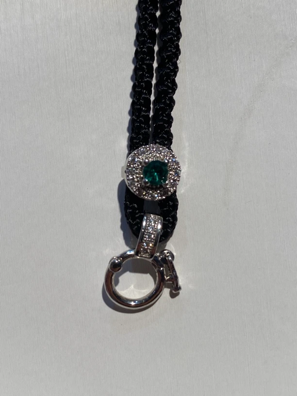 铜镀银绿色万能气质坠链高货项链挂绳手工编织珠宝镶嵌吊坠绳子