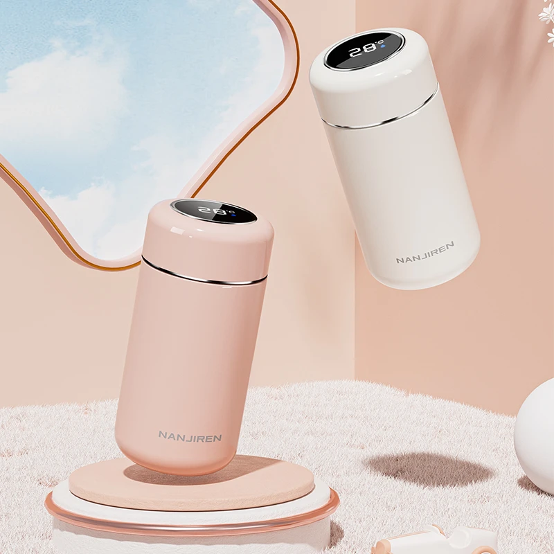 南极人可爱简约女款泡茶保温杯小容量智能温显女士学生便携水杯子