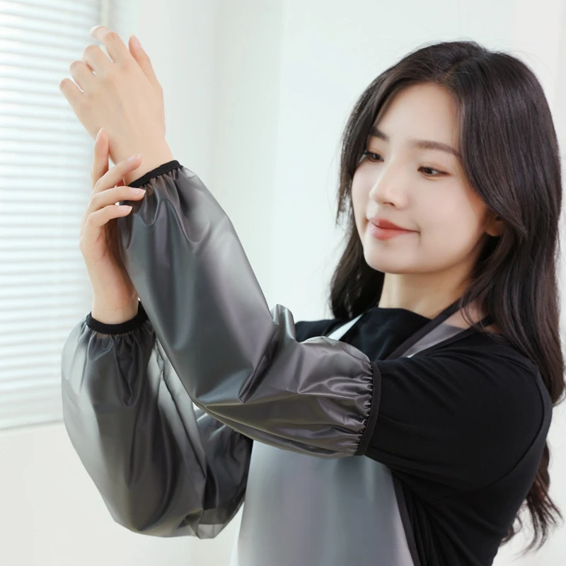 新款软皮袖套女防水防油厨房餐厅专用袖筒中长款干活耐磨袖套-2