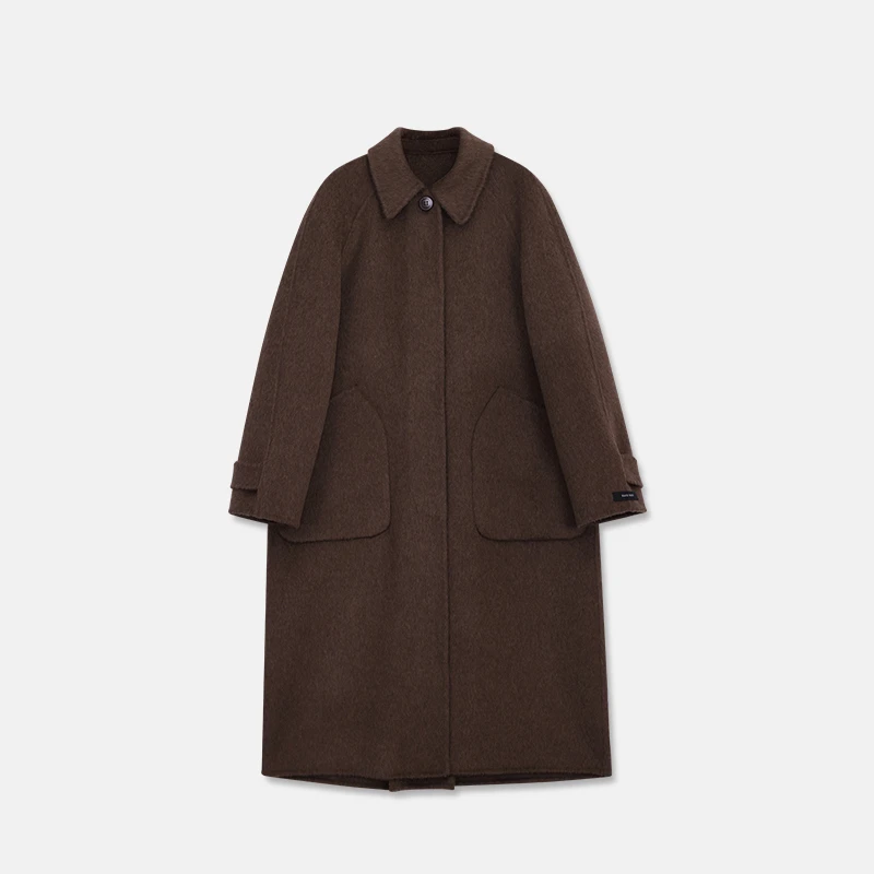 YM 615 时尚休闲毛呢保暖长款经典设计师双面呢羊毛大衣