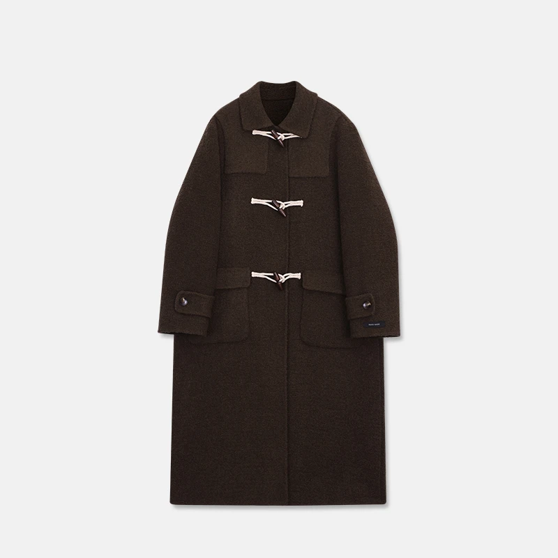 YM 443 时尚休闲长款经典百搭秋冬双面羊毛大衣外套