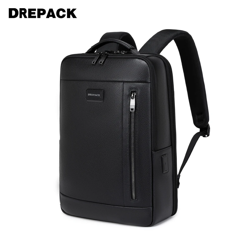 头层牛皮男士真皮高品质商务通勤防泼水双肩背包成人书包