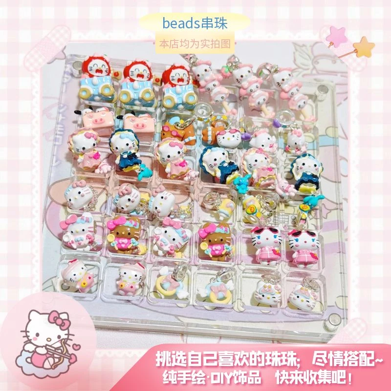 DIY纯手绘Kitty手串配件beads饰品串珠原创重工滴釉可爱手镯配件