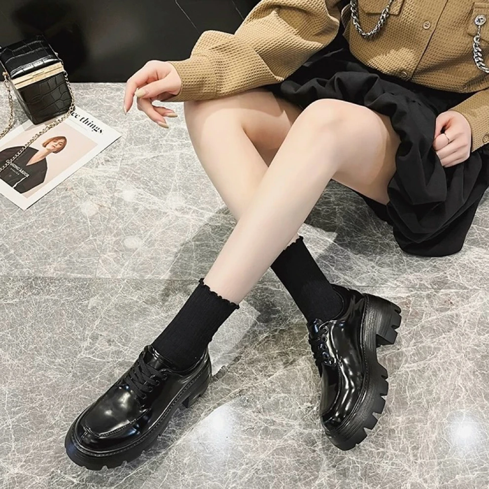 19176-1松糕厚底单鞋小皮鞋女英伦风秋季百搭乐福鞋时尚女鞋