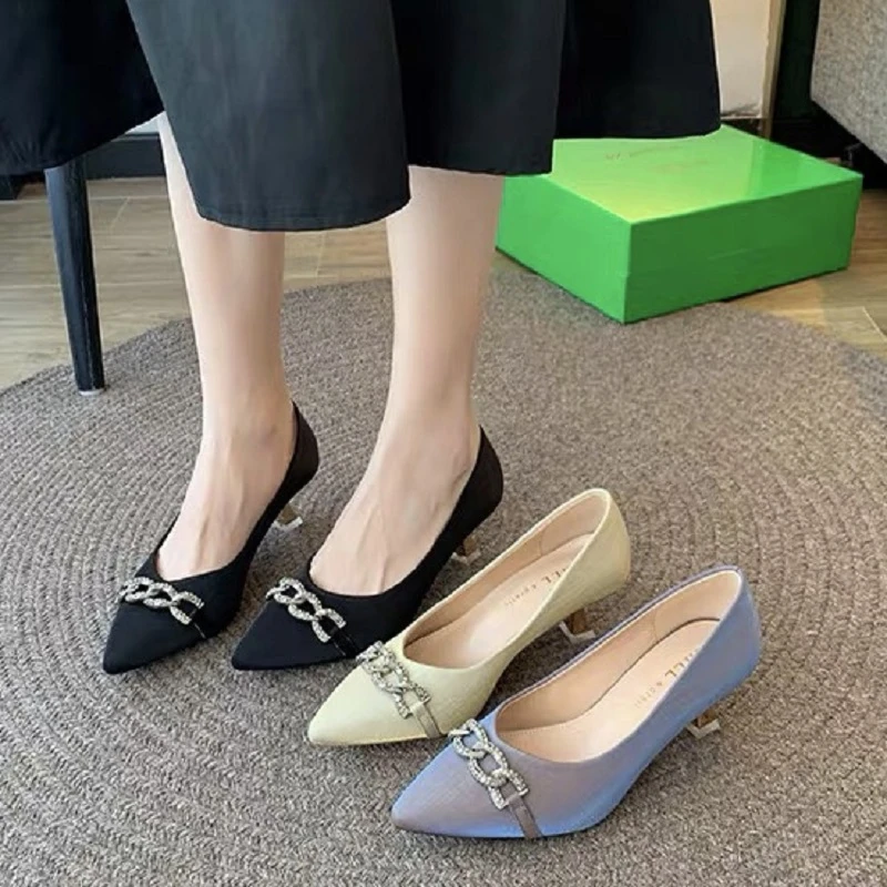 588-4-JH新款高跟鞋女细跟尖头法式女单鞋时尚简约女鞋