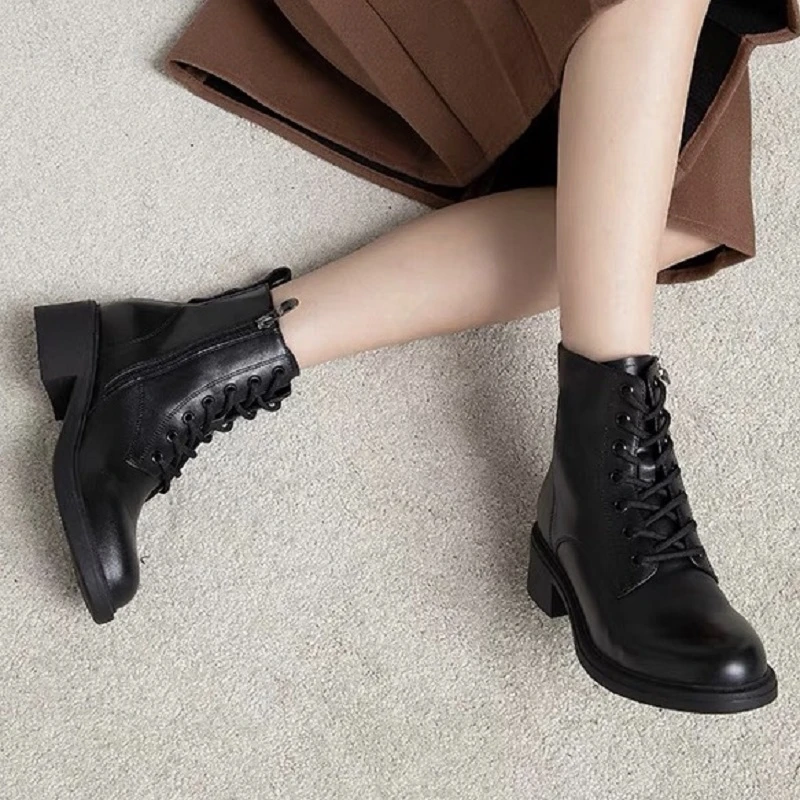 225-1马丁靴女2024新款秋冬复古英伦风高跟短靴靴子