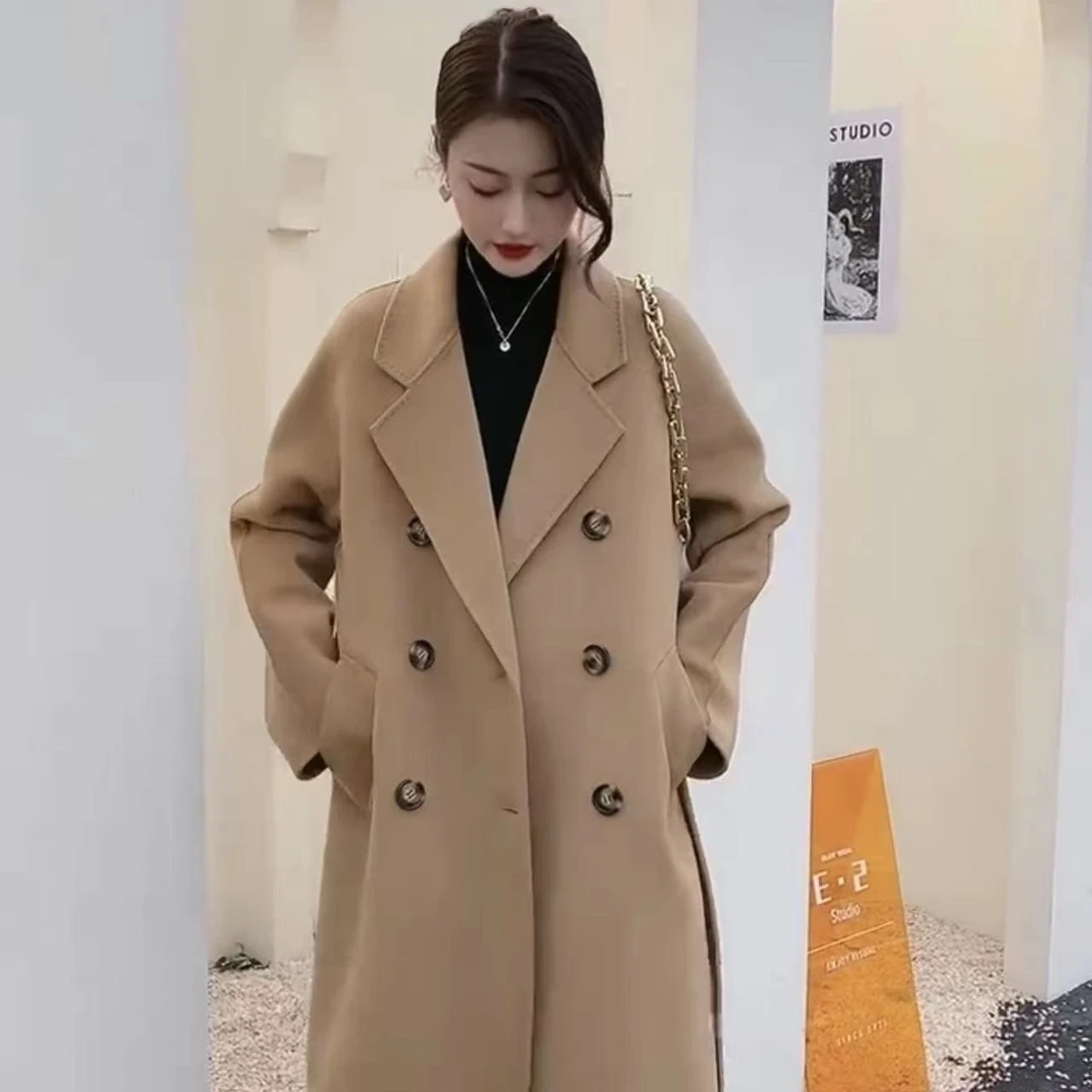 601韩剧女主秋冬爆款100%羊毛气质韩系氛围感冬大衣纯手工长款