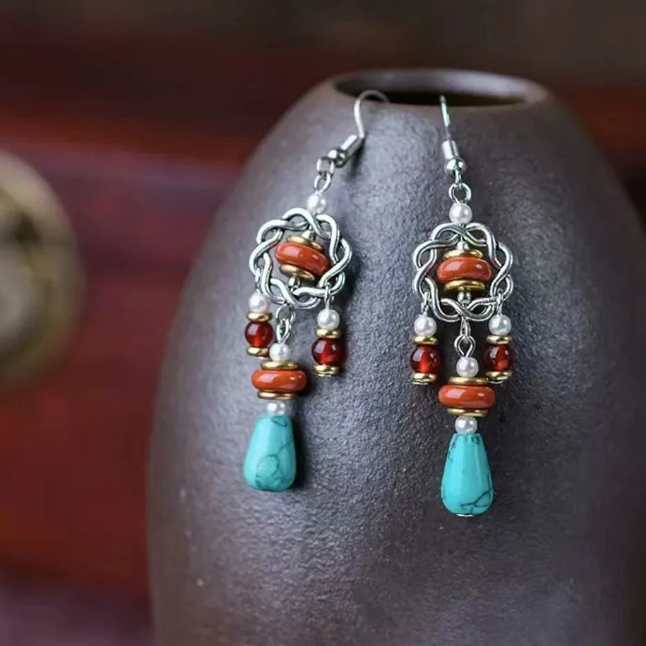 民族风复古流苏镂空袖扣