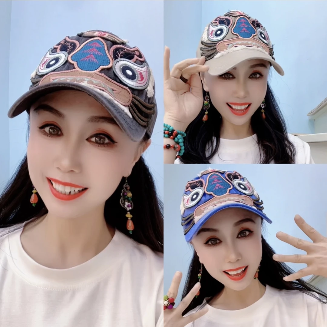 文艺国风虎头刺绣牛仔棒球帽