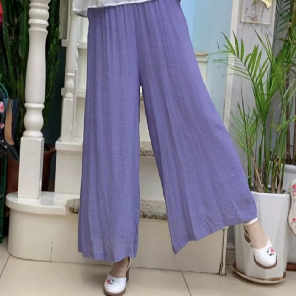 （裤长96左右）民族风新中式净版阔腿裤7540