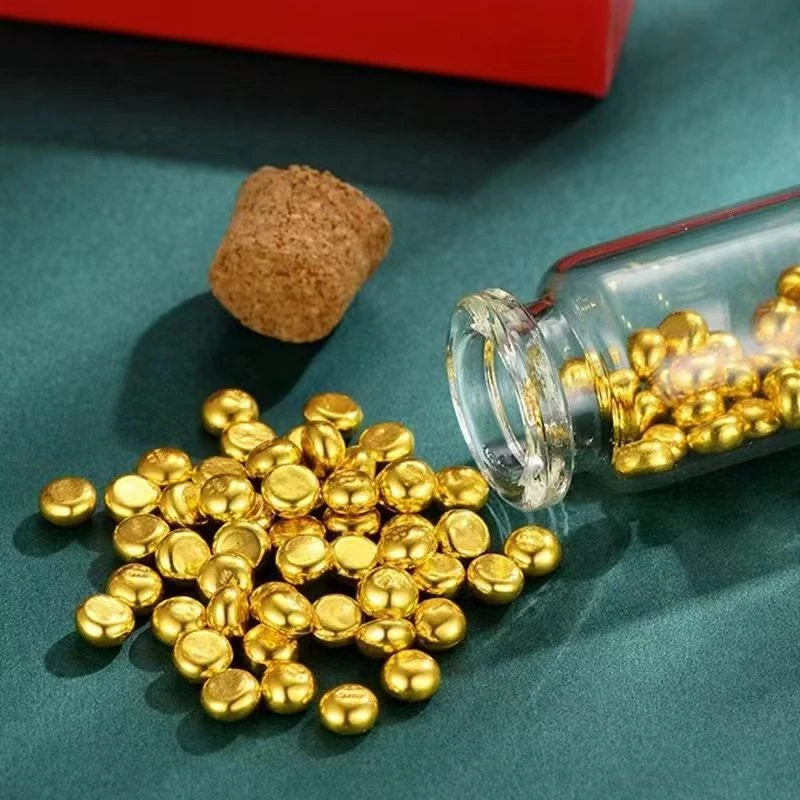 铜合金手链 金色可收藏金豆子实心可融化改款 摆件手把件收纳珍藏