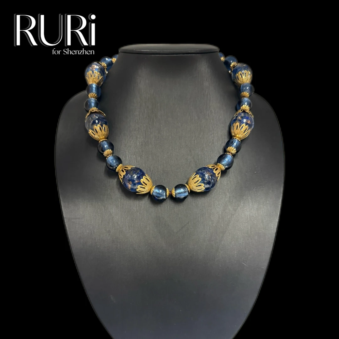 铜合金琉璃项链 【J 系列】时尚百搭轻奢设计师蓝色琉璃项链 687