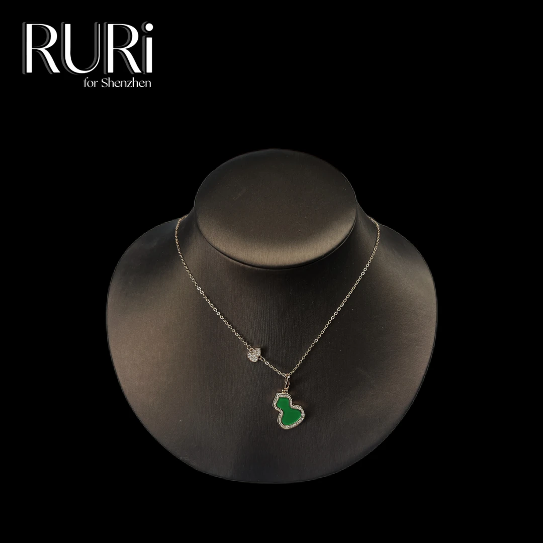 铜合金项链 RURI 时尚简约百搭绿色宝葫芦项链 361