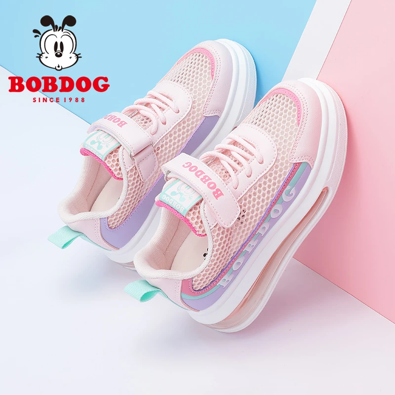 Bobdog/巴布豆儿童网面小白鞋2024夏季新款男女童防滑跑步运动鞋