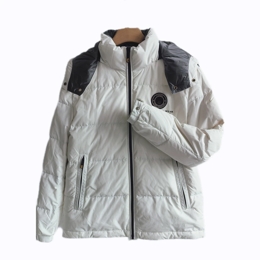 BS3420男士秋冬短款羽绒棉服休闲简约百搭连帽白色羽绒棉服外套