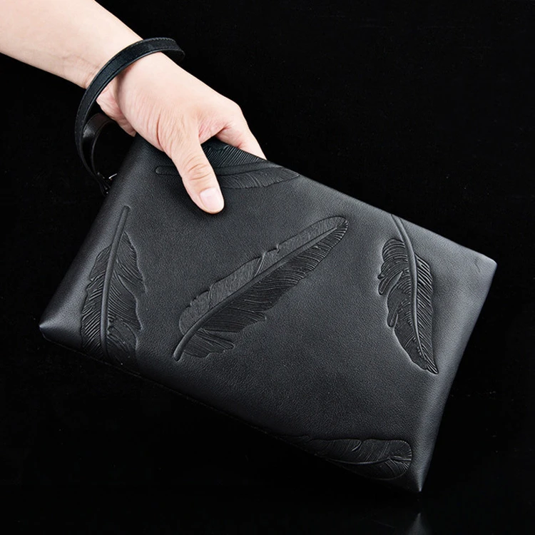 真皮男士手拿包拉链牛皮信封包钱包大容量手抓包