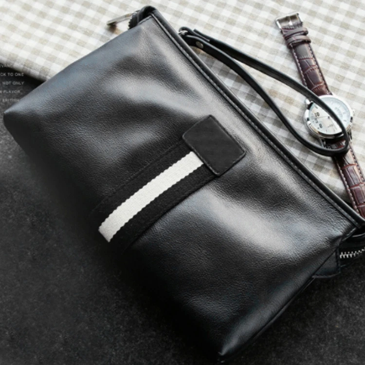 爆款男士手拿包潮流撞色男式手拎包大容量手机牛皮