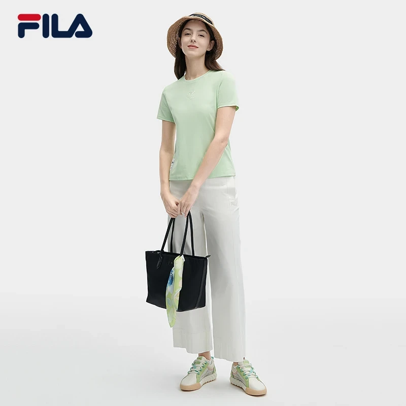 FILA/斐乐女夏季 新款【休闲百搭】舒适针织圆领短袖T恤F11W428105F