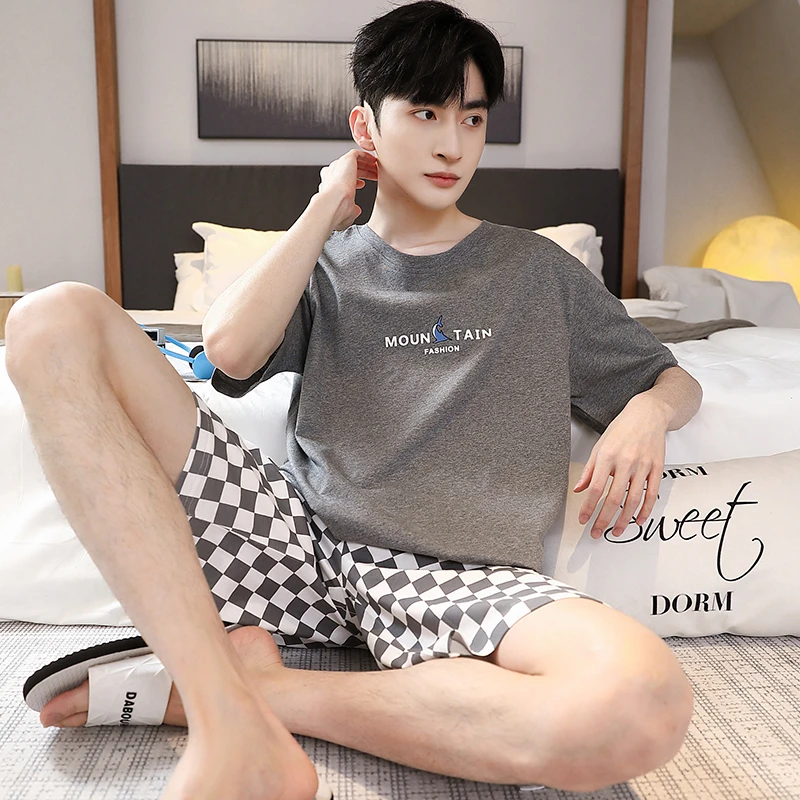 2024新款纯棉短袖男生可外穿休闲家居服