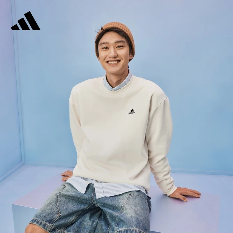 阿迪达斯官方 男女款加绒加厚运动休闲圆领套头卫衣adidas IB2713
