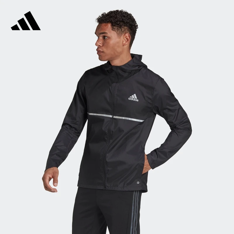 阿迪达斯男款跑步运动连帽夹克 adidas OWN THE RUN JKT H58592