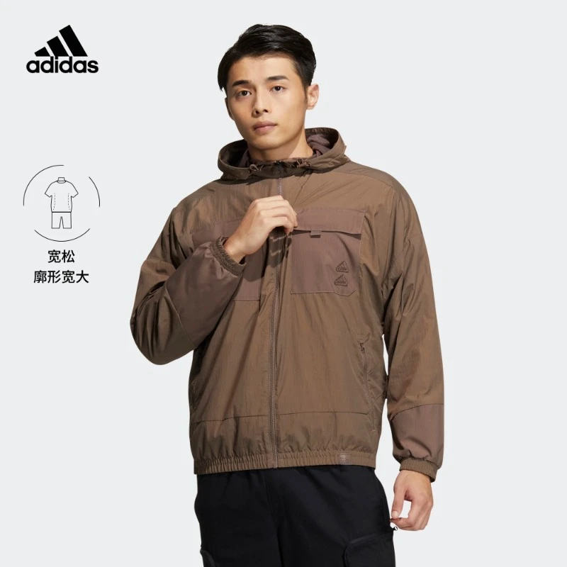 阿迪达斯男款加绒运动连帽廓形夹克外套adidasSTGZMH IA6961