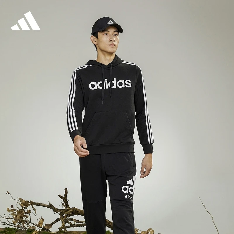 阿迪达斯官方男款加绒加厚运动连帽卫衣adidas E 3S PO FL DQ3096