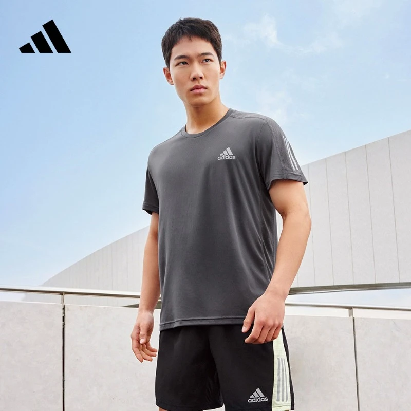 阿迪达斯官方男款速干运动短袖T恤adidas OWN THE RUN TEE H34487