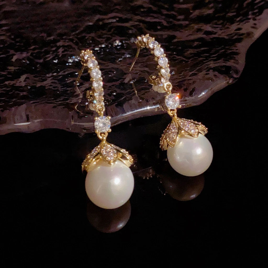 非金属仿珍珠耳饰 【仟禧】B03精品气质轻奢百搭锆石耳环耳钉