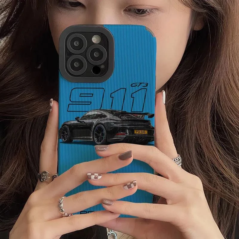 保时捷911同款苹果15/华为/荣耀/vivo/oppo/小米花朵骷髅头手机壳